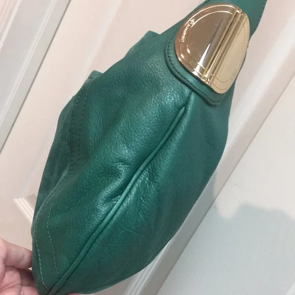 NWOT B.Makowski Leather & Suede Emerald Shoulder Bag - Picture 4 of 10